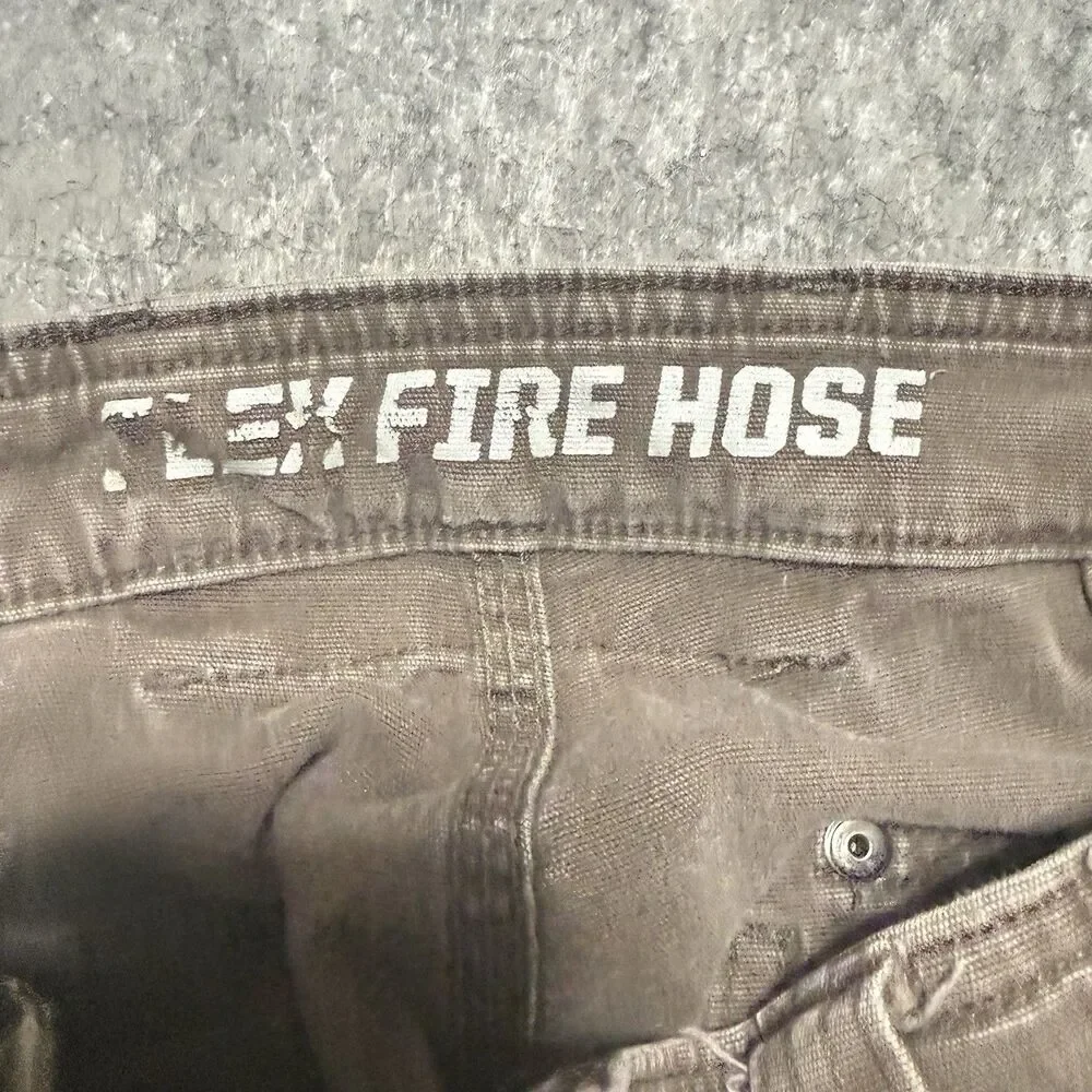Duluth Flex Fire Hose Cargo Work Pants 30x34 Brown Distressed Paint Splatter Men